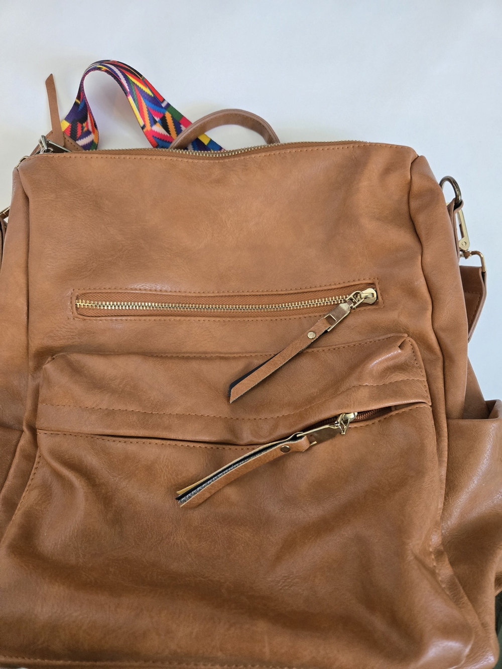 Faux Carmel Leather Convertible Backpack Purse - So Soft and Versatile Unisex - Picture 11 of 12